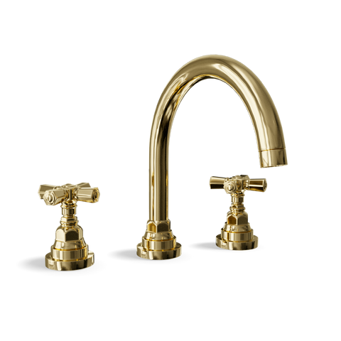 3-Hole Basin Tap — Bridge, Traditional Spout with Pop-Up Waste | Agora
