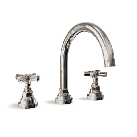 3-Hole Basin Tap — Bridge, Traditional Spout with Pop-Up Waste | Agora