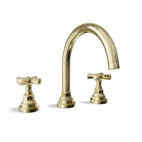 3-Hole Basin Tap — Bridge, Traditional Spout with Pop-Up Waste | Agora
