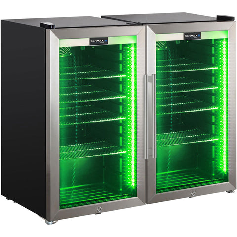 AAA Schmick Outdoor Triple Glazed Alfresco Bar Fridge Combo With LED Strip Lights, Lock and LOW E Glass, indoor use also perfect! - Model HUS-SC88-SS-COMBO