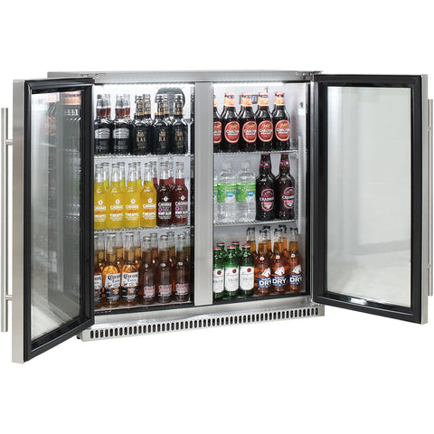 Schmick Stainless Bar Fridge 2 Door With Heated Glass and Triple Glazing - Model SK190-SS