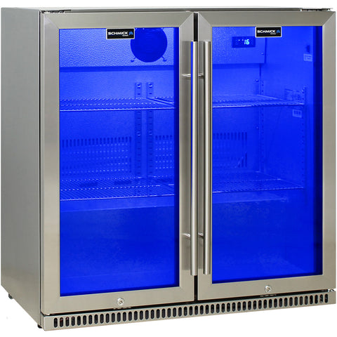 Schmick Stainless Bar Fridge 2 Door With Heated Glass and Triple Glazing - Model SK190-SS