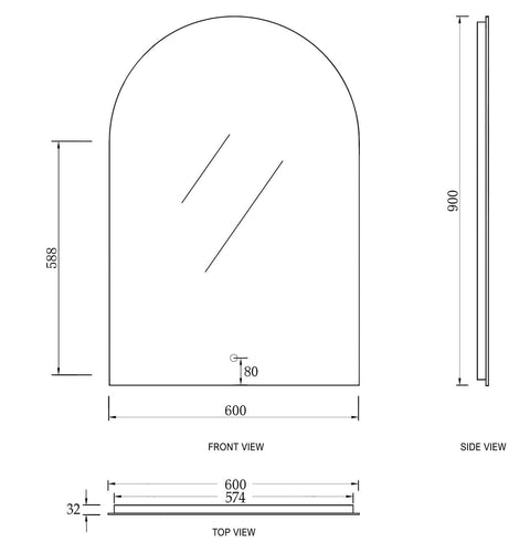 Archie Led 900x600mm Framless Mirror