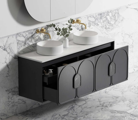 BALMORAL Wall Hung Vanity Black American Oak (All Sizes)