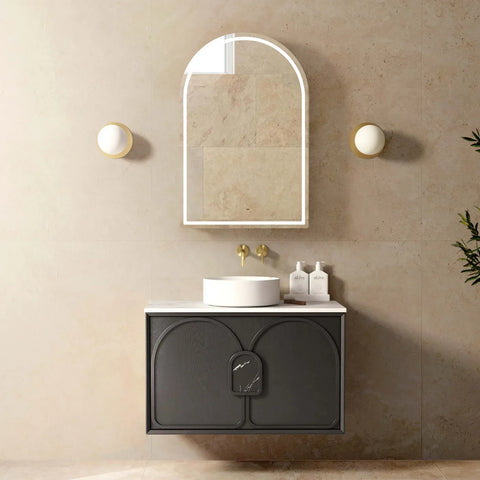 BALMORAL Wall Hung Vanity Black American Oak (All Sizes)