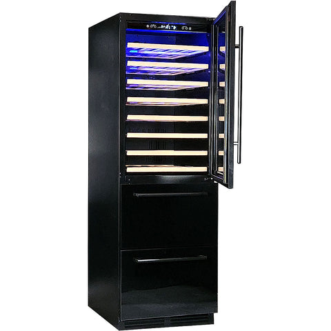 Schmick Black Upright Black Glass Door Dual Zone Drawer Wine And Beverage Refrigerator - Model BD425D-X-B