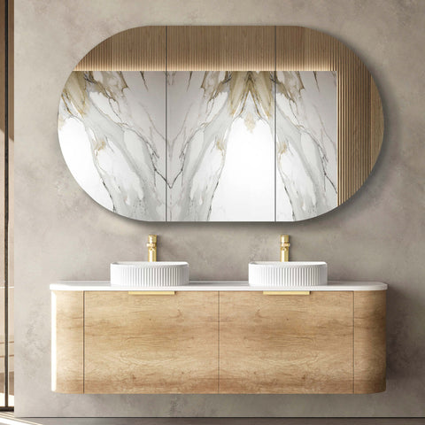 Bondi Natural Oak Double Basin Vanity Vanity Otti Australia 1500mm Quartz Stone Pure White-20mm