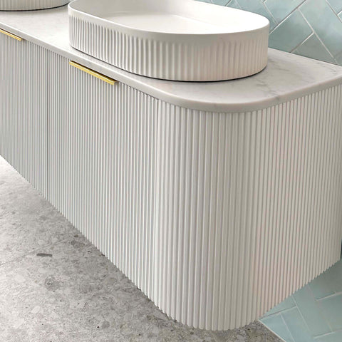 Bondi Satin White Fluted Double Basin Vanity