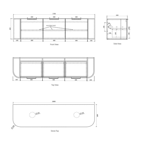 Bondi Satin White Fluted Double Basin Vanity