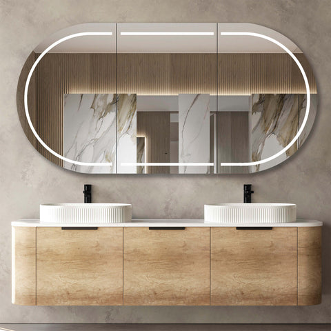 Bondi Natural Oak Double Basin Vanity Vanity Otti Australia 1800mm Quartz Stone Pure White-20mm