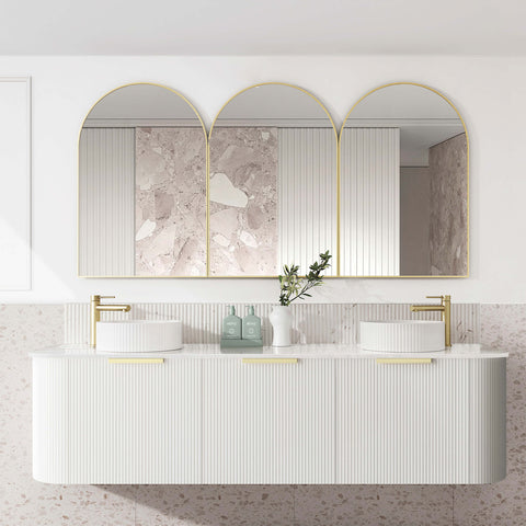 Bondi Satin White Fluted Double Basin Vanity Vanity Otti Australia 1800mm Quartz Stone Pure White-20mm