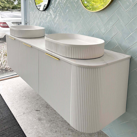 Bondi Satin White Fluted Double Basin Vanity