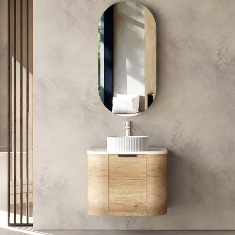 Bondi Natural Oak Single Basin Vanity Vanity Otti Australia 600mm Quartz Stone Pure White-20mm