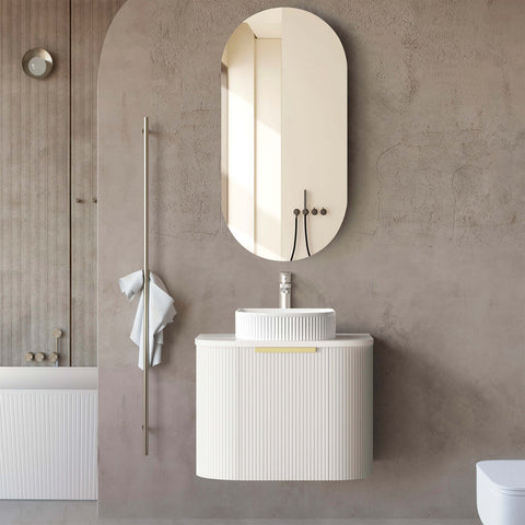 Bondi Satin White Fluted Single Basin Vanity Vanity Otti Australia 600mm Quartz Stone Pure White-20mm