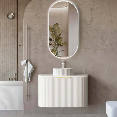 Bondi Satin White Fluted Single Basin Vanity Vanity Otti Australia 750mm Quartz Stone Pure White-20mm