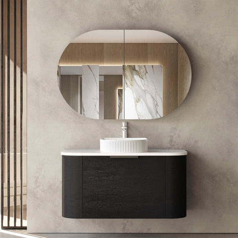 Bondi Black Oak Single Basin Vanity Vanity Otti Australia 900mm Quartz Stone Pure White-20mm