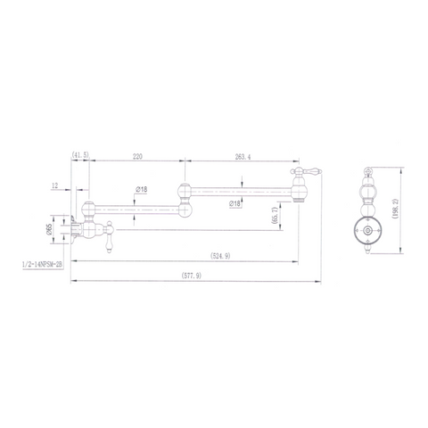 BOR020BN – Bordeaux Kitchen Pot Filler – Brushed Nickel sketch