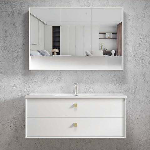 Boston Matte White Ceramic Top Single Basin Vanity Vanity Otti Australia 1200mm