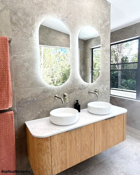 BURLEIGH Wall Hung Curve Vanity Woodland Oak (All Sizes)