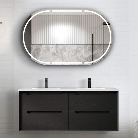 Byron Black Oak Ceramic Top Double Basin Vanity Vanity Otti Australia 1200mm