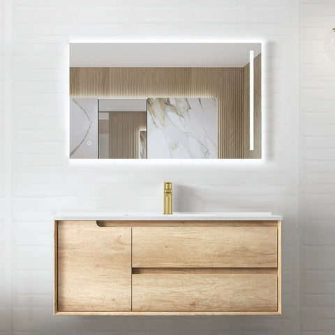 Byron Natural Oak Ceramic Top Single Basin Vanity Vanity Otti Australia 1200mm