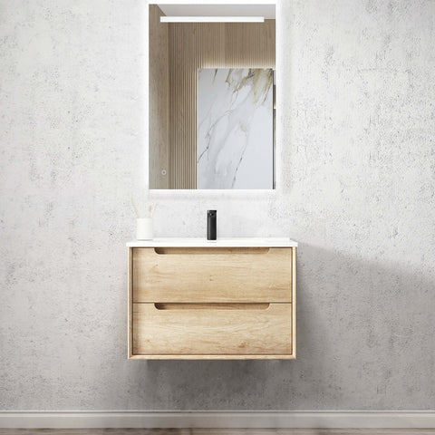 Byron Natural Oak Ceramic Top Single Basin Vanity Vanity Otti Australia 750mm
