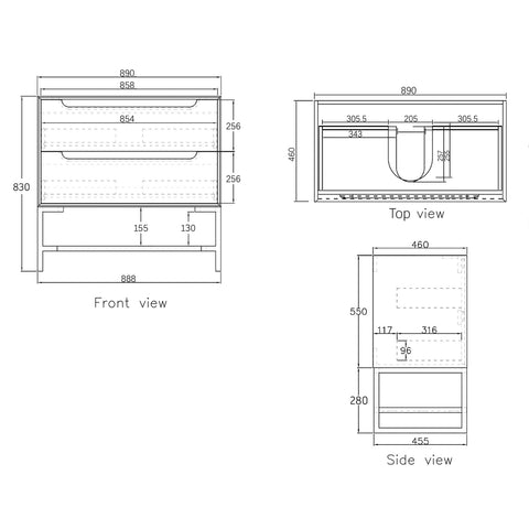 Byron Black Oak Single Basin Vanity