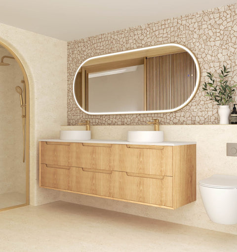 BYRON Fluted Wall Hung Vanity Woodland Oak (All Sizes)