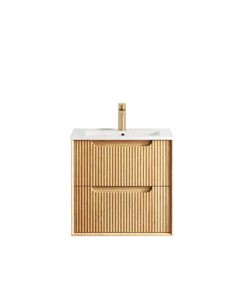 BYRON Fluted Wall Hung Vanity Woodland Oak (All Sizes)