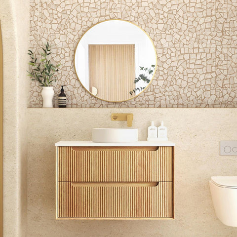 BYRON Fluted Wall Hung Vanity Woodland Oak (All Sizes)-900