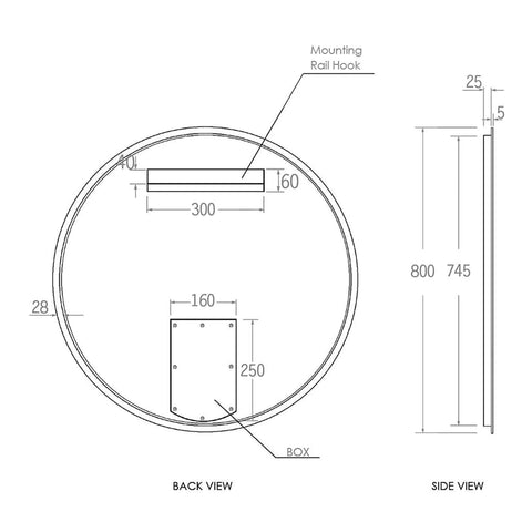 Bondi Led Mirror 800mm Round Daylight 6000K