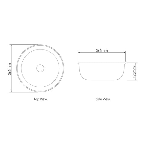 Bronte Matte Black Basin (Round: 365 ×365×125)