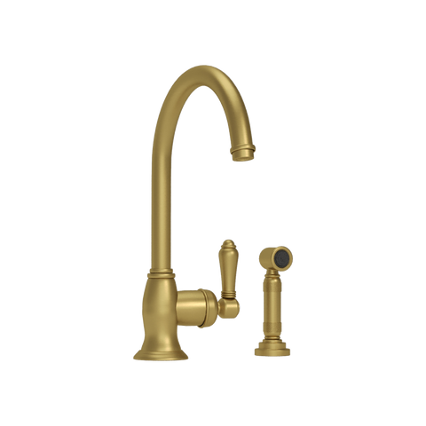 Single-Lever Kitchen Tap with Side Spray — Gooseneck Swivel Spout | Tivoli