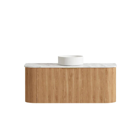 BURLEIGH Wall Hung Curve Vanity Woodland Oak (All Sizes)