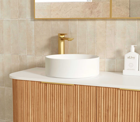 BURLEIGH Wall Hung Curve Vanity Woodland Oak (All Sizes)