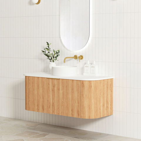 BURLEIGH Wall Hung Curve Vanity Woodland Oak (All Sizes)