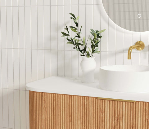 BURLEIGH Wall Hung Curve Vanity Woodland Oak (All Sizes)