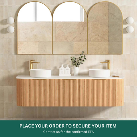 BURLEIGH Wall Hung Curve Vanity Woodland Oak (All Sizes)