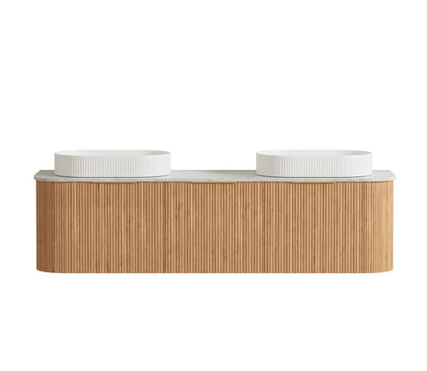 BURLEIGH Wall Hung Curve Vanity Woodland Oak (All Sizes)