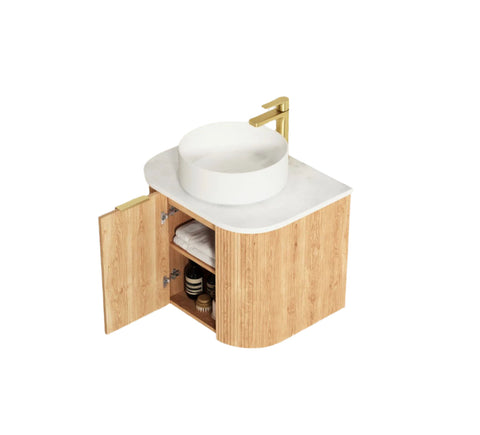 BURLEIGH Wall Hung Curve Vanity Woodland Oak (All Sizes)