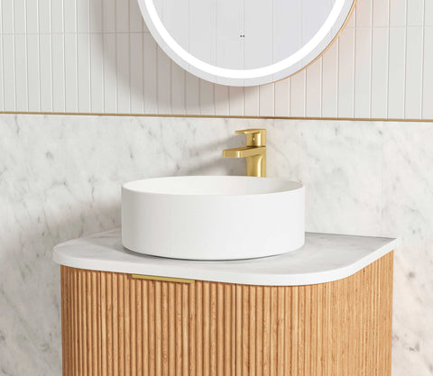 BURLEIGH Wall Hung Curve Vanity Woodland Oak (All Sizes)