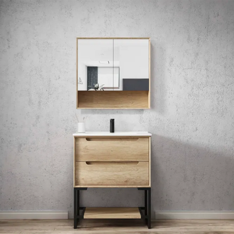 BYRON Mirror Shaving Cabinet 750mm Natural Oak