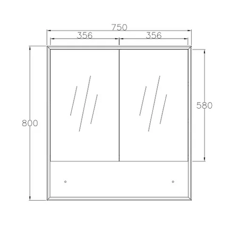 BYRON Mirror Shaving Cabinet 750mm Natural Oak