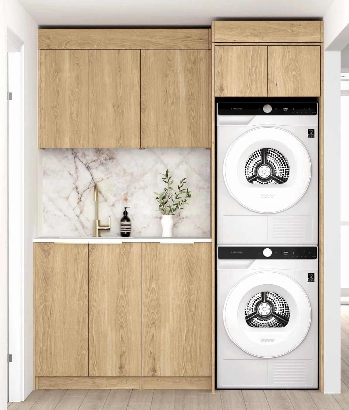 Byron Natural Oak Cabinet Laundry Set 1715x600x2100 (Style C ...