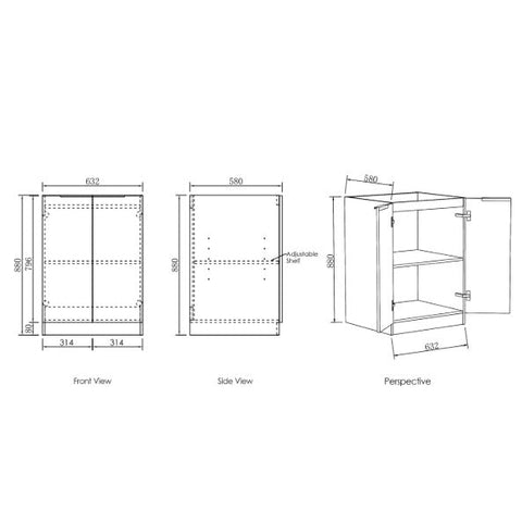 Byron Natural Oak Laundry Base Cabinet (632x584x880)