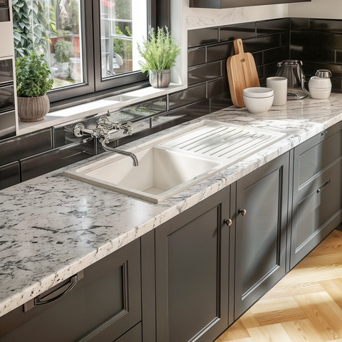Counter Top Sink with 90mm Basket Waste