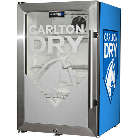 Carlton Dry MID Blue Tropical Glass Door Mini Bar Fridge - 80 Cans Left Hinged EC68L-SSH-DRY - Model EC68L-SSH-DRY-MID