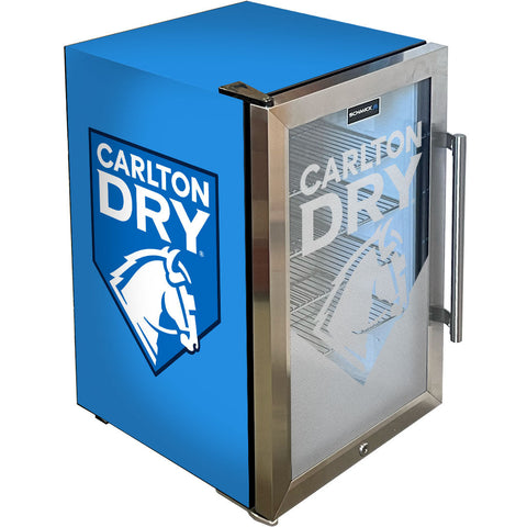 Carlton Dry MID Blue Tropical Glass Door Mini Bar Fridge - 80 Cans Left Hinged EC68L-SSH-DRY - Model EC68L-SSH-DRY-MID