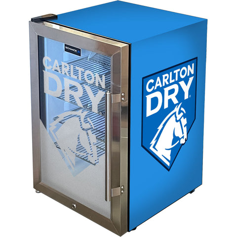 Carlton Dry MID Blue Tropical Glass Door Mini Bar Fridge - 80 Cans Left Hinged EC68L-SSH-DRY - Model EC68L-SSH-DRY-MID
