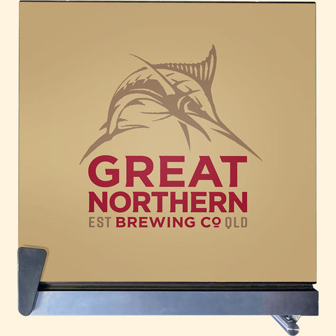 Great Northern Gold Tropical Glass Door Fridge - 80 Cans Right Hinge Model EC68-SSH-GOLD